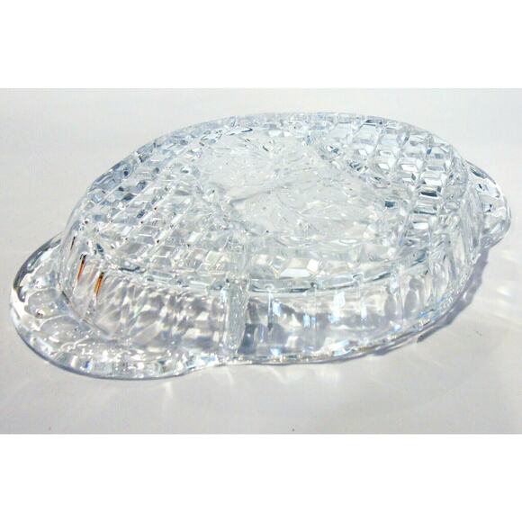 Clear Glass Diamond Cut DIVIDED SERVING DISH Dogwood Flower Oval Platter Plate - Picture 3 of 6